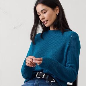 Pointelle ribbed sweater